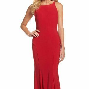 MAC DUGGAL DEEP SCOOP BACK RED JERSEY STRETCH GOWN sz 4